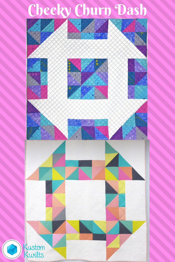A collage of two different designs with pink and blue background