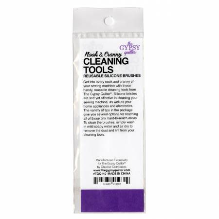 A package of purple cleaning tools.