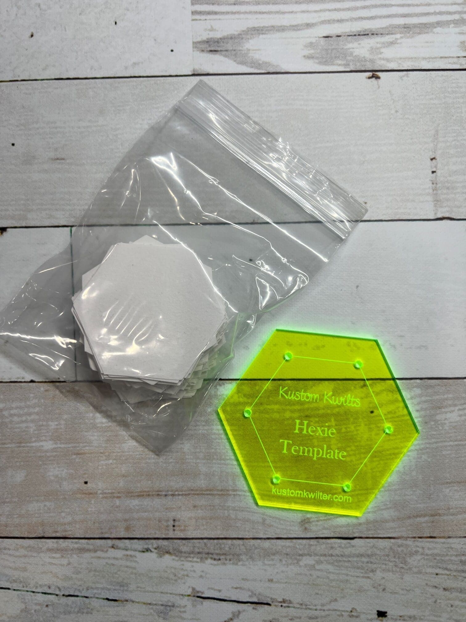 A plastic bag and some yellow glass