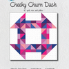 A quilt pattern with pink and purple triangles.