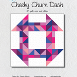 A quilt pattern with pink and purple triangles.