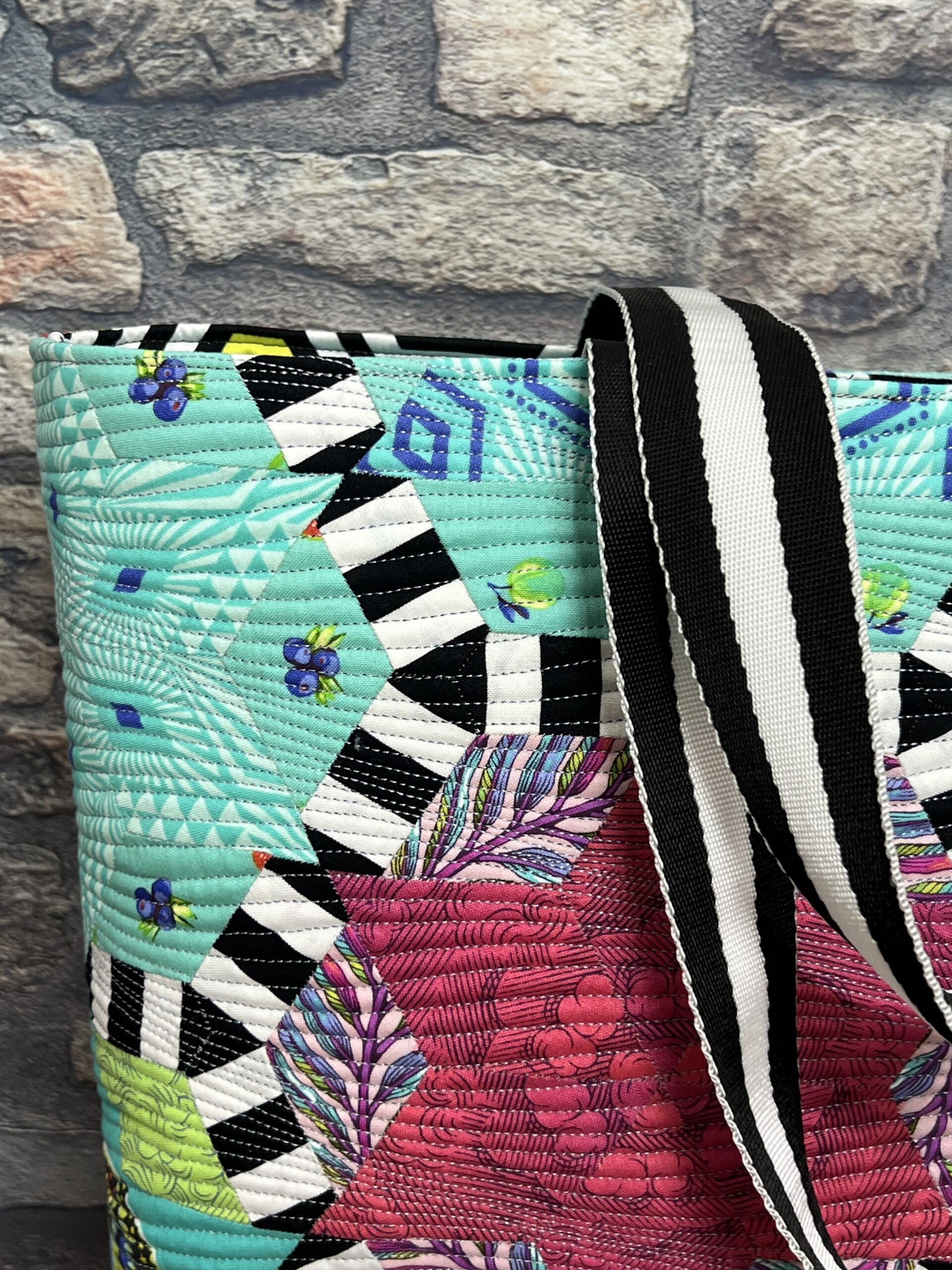 A close up of the strap on a bag