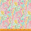 A colorful pattern of flowers and leaves.