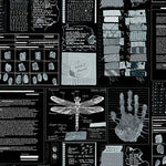 crime based fabric in black and white