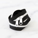black and white zipper