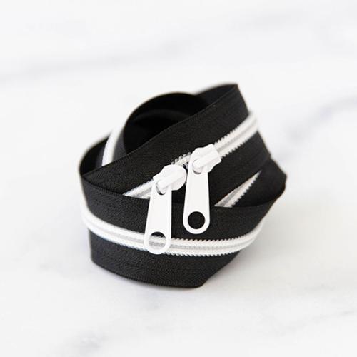 black and white zipper