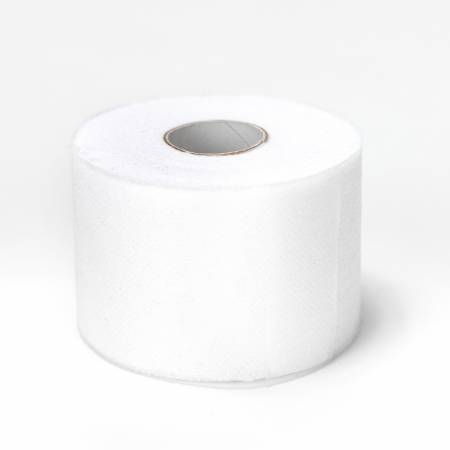 A single roll of white toilet paper.