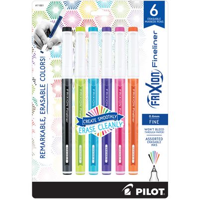 A set of six pens in different colors.