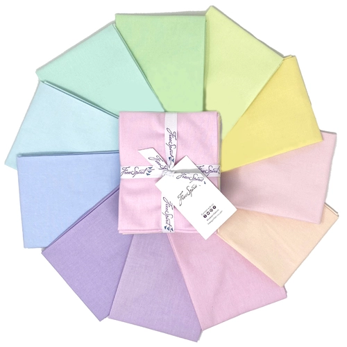 A bundle of pastel colored fabric swatches.