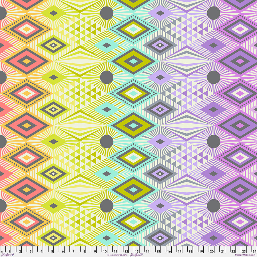 A colorful pattern with different colors and shapes.