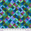 A pattern of circles in different colors on a blue background.