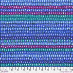 A blue and purple striped fabric with many small beads.