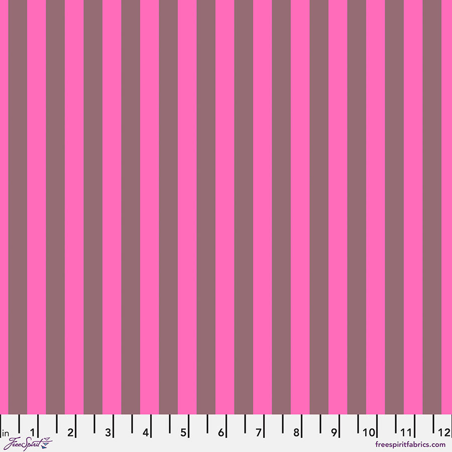 A pink and brown striped fabric with a smaller stripe.