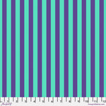 A blue and purple striped fabric with a white background.