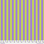 A purple and green striped fabric with a white background.