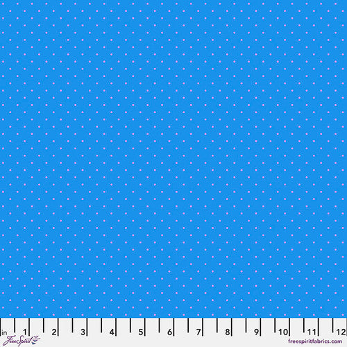 A blue background with small white dots.