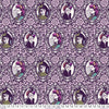 A purple and white pattern with many pictures of women.