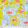 A close up of the fabric with fish on it