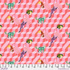 A pink background with different animals on it.