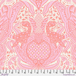 A pink and white pattern with a large scale design.