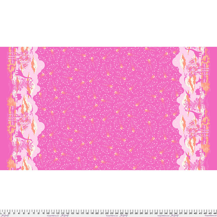 A pink background with yellow and white dots.