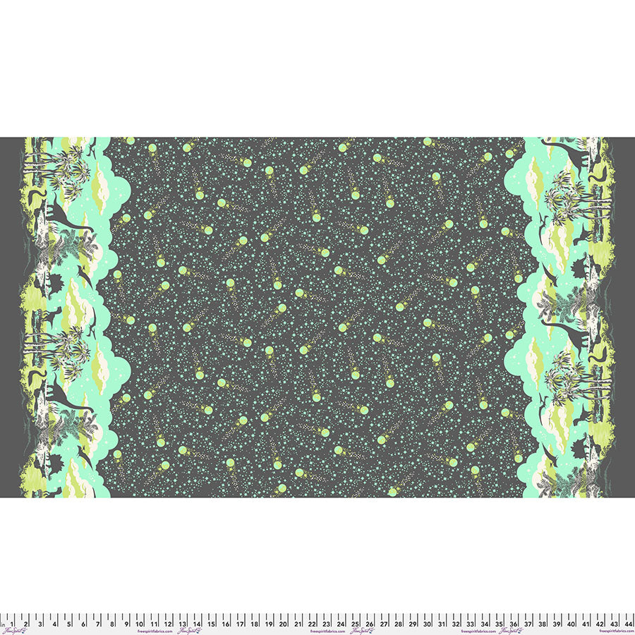 A black and green background with a pattern of flowers.