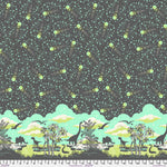 A green and black pattern with animals on it