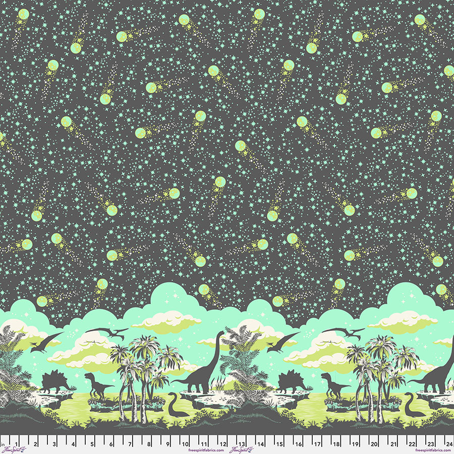 A green and black pattern with animals on it