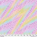 A pink, yellow and blue pattern is shown.