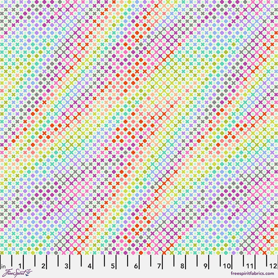 A colorful pattern of squares and dots.
