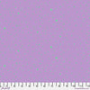 Purple fabric with small blue and green dots and a white ruler at the bottom.