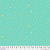 Light blue fabric with scattered yellow dots and star shapes.