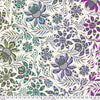A floral pattern with purple and blue flowers.