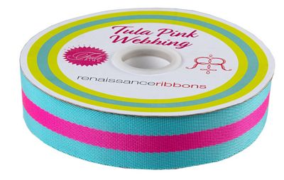 A roll of ribbon with two different colors.