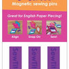 A purple and white card with three different types of magnets.