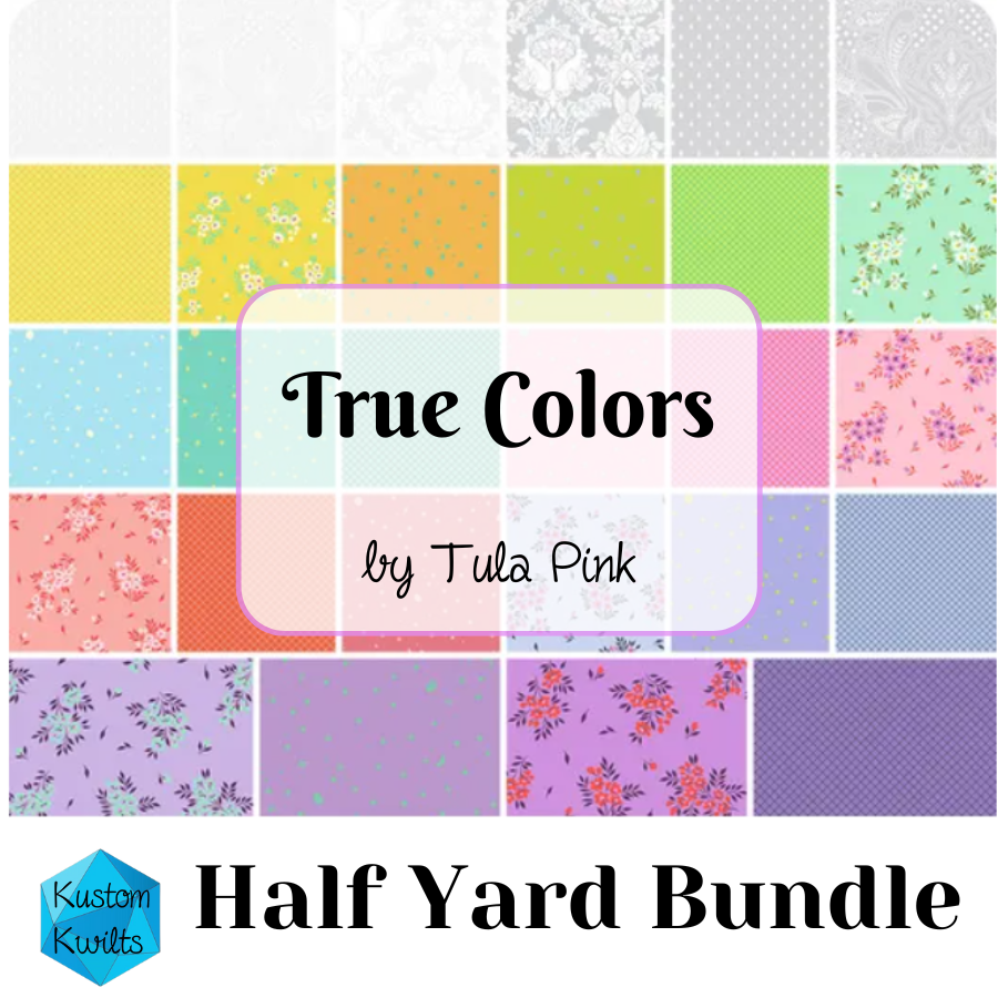 A colorful fabric bundle by Tula Pink called True Colors Half Yard Bundle.