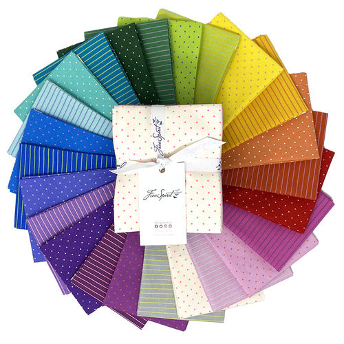 A collection of colorful fabric swatches in a circle.