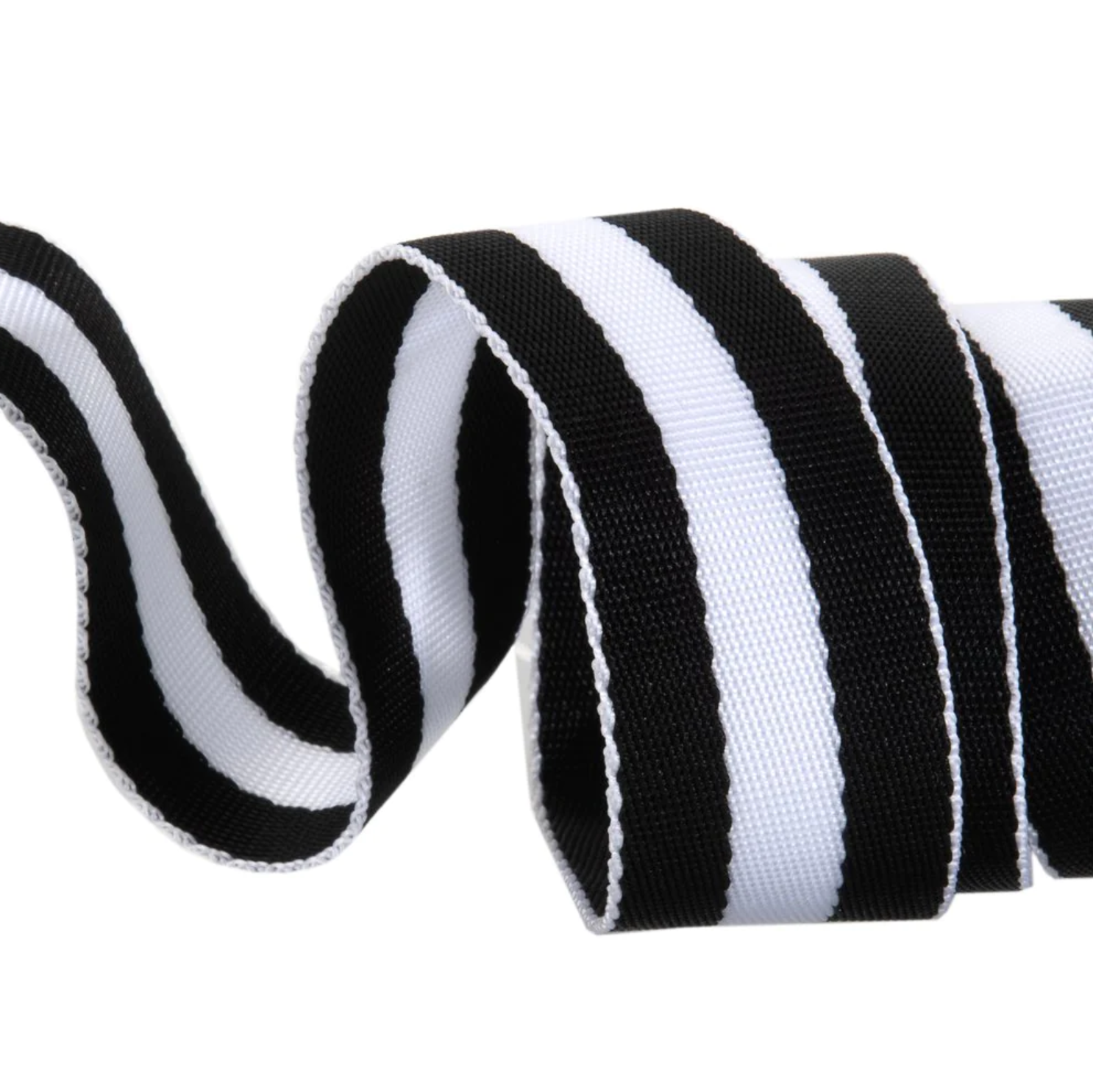 A black and white striped ribbon is shown.