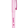 A pink pen with a red tip and a star on the top.
