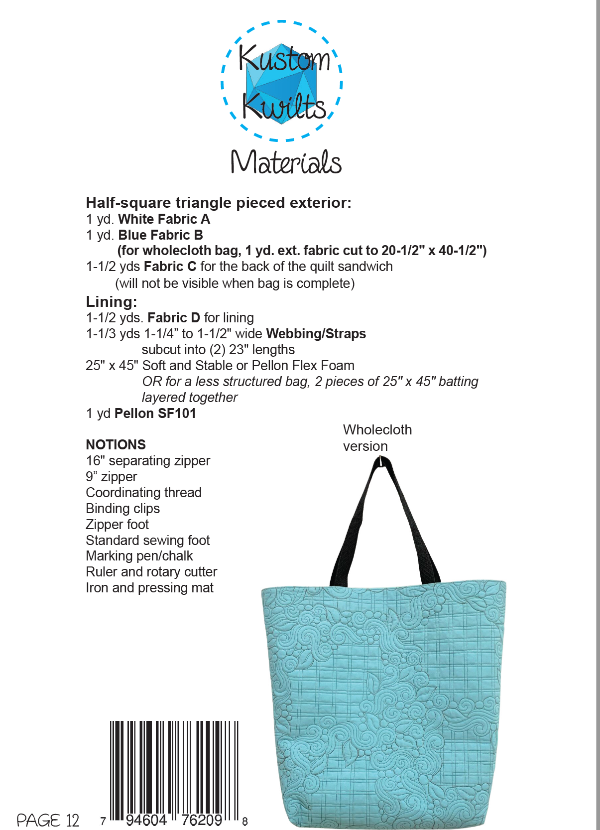 A blue bag with instructions for making it.