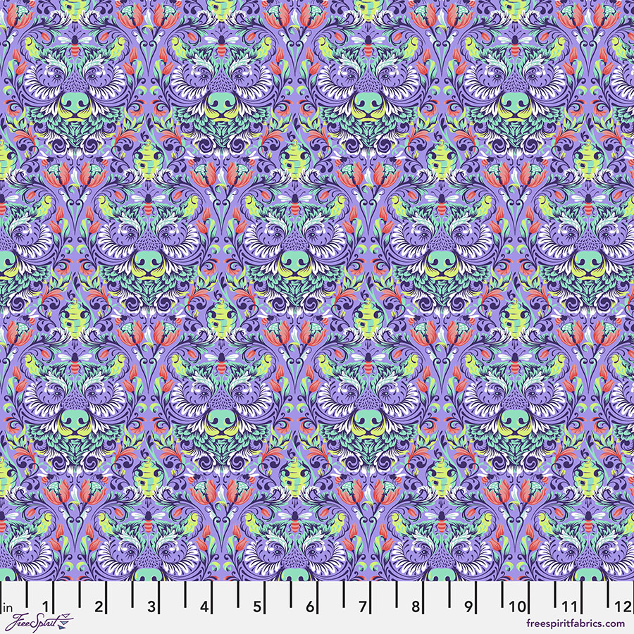 A purple and green pattern with many different colors.