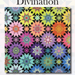 A colorful quilt with the word divination written underneath it.