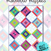 A quilt with different colored squares and triangles.