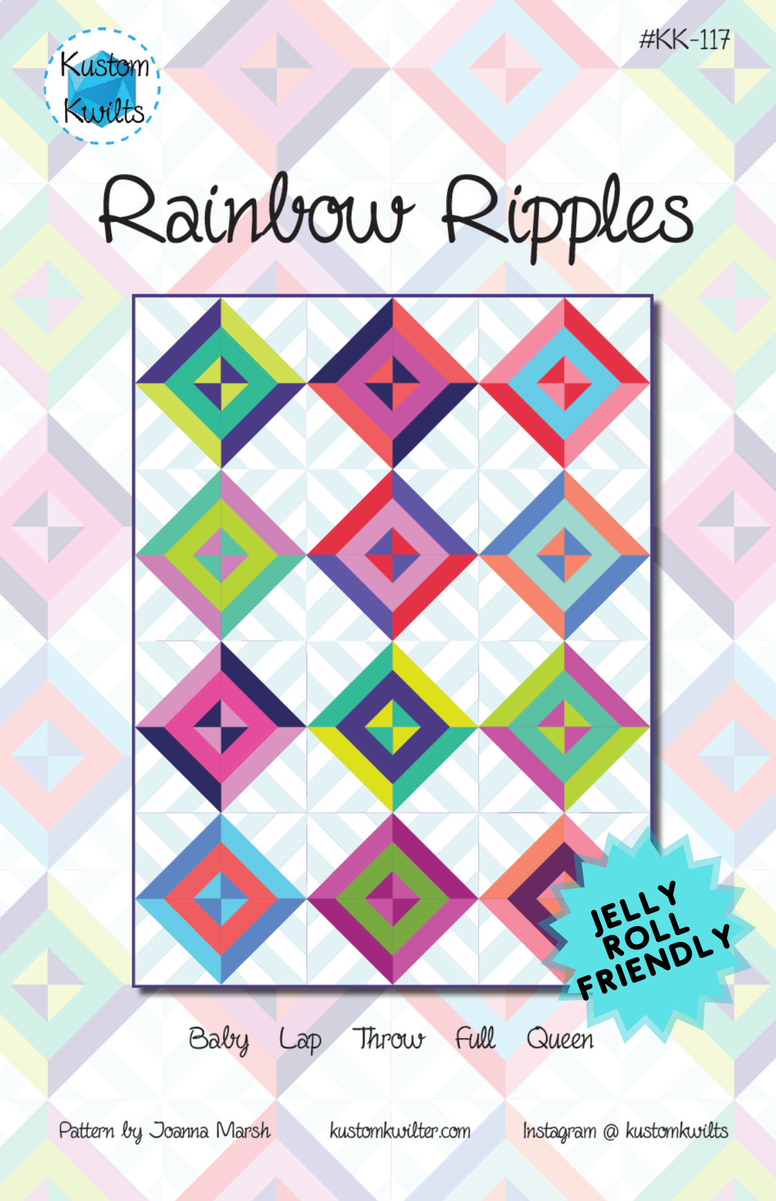 A quilt with different colored squares and triangles.