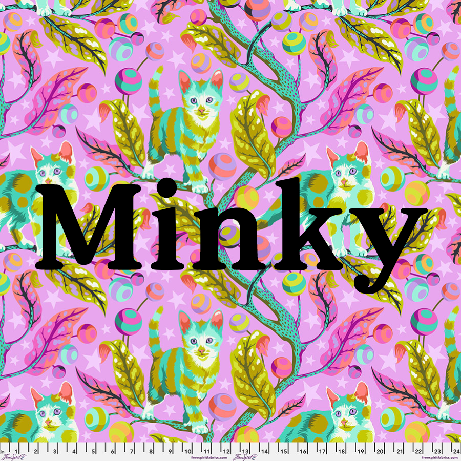 A pink background with green and yellow animals.