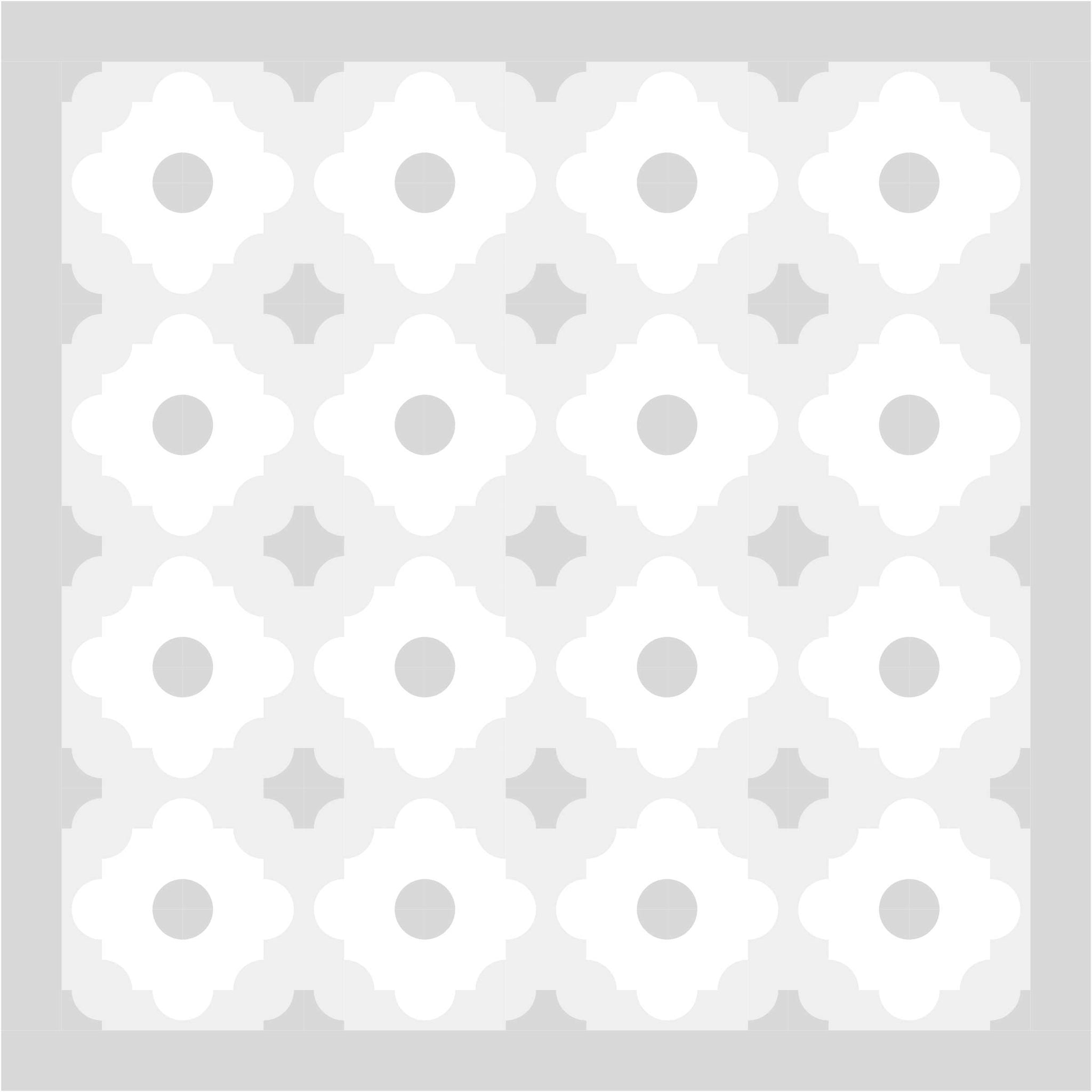 A white and grey pattern with squares and circles.