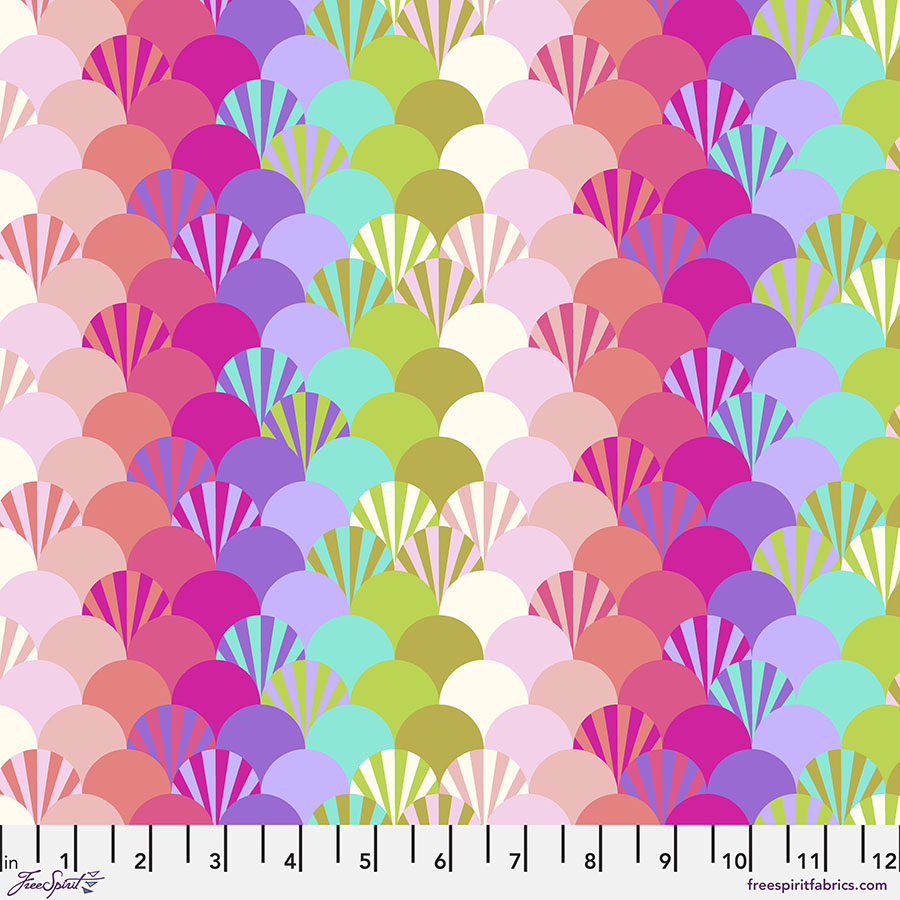 A colorful pattern of shells in different colors.