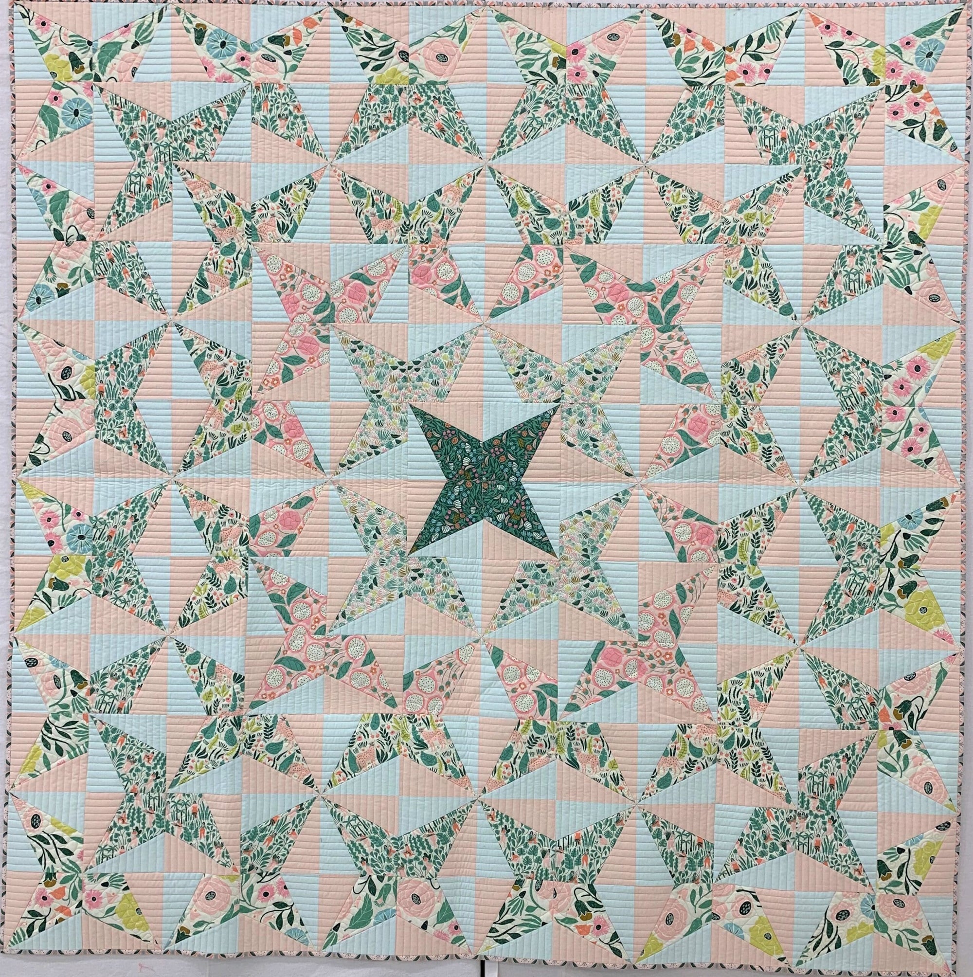 A quilt with a star on it