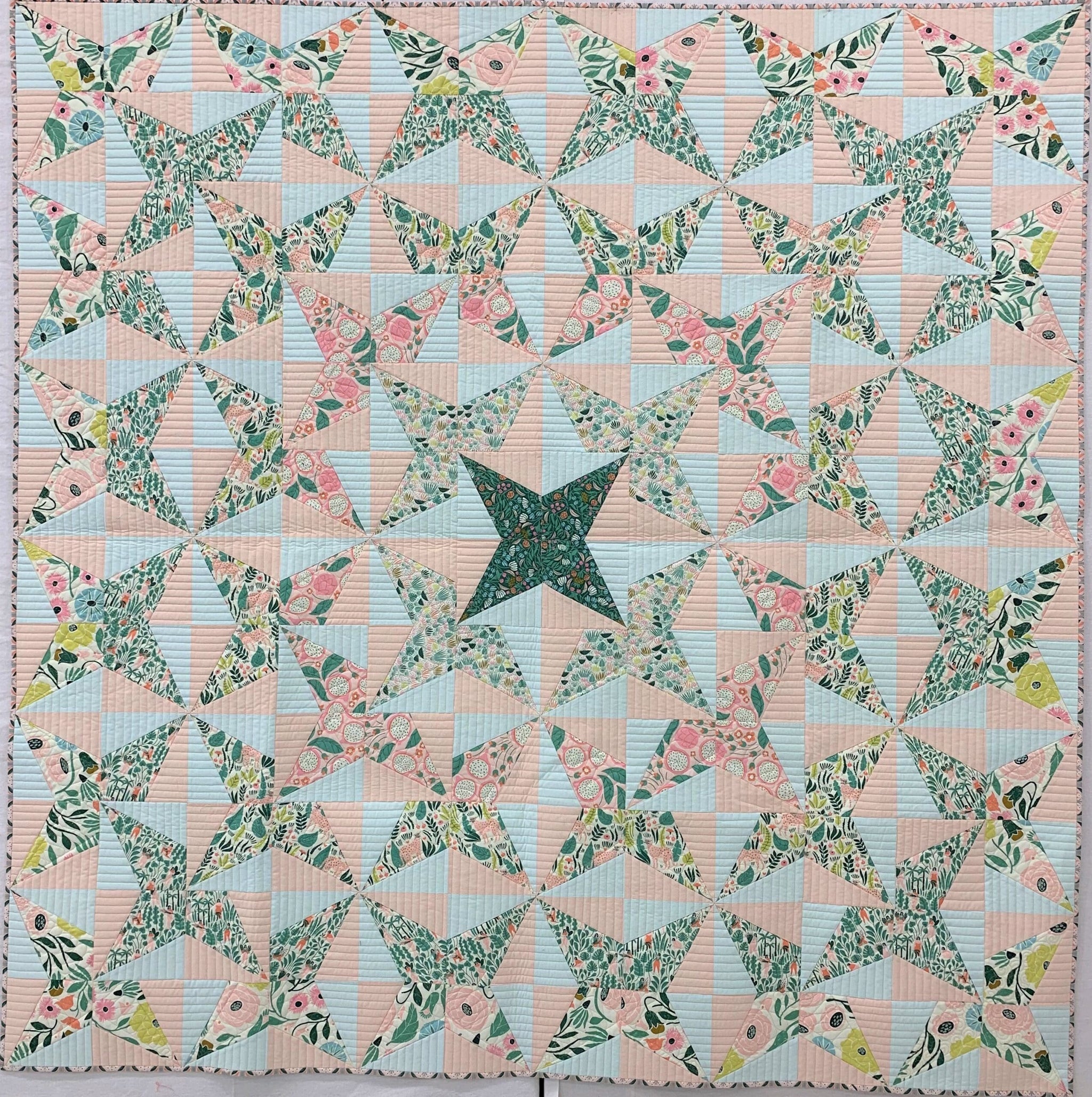 A quilt with a star on it