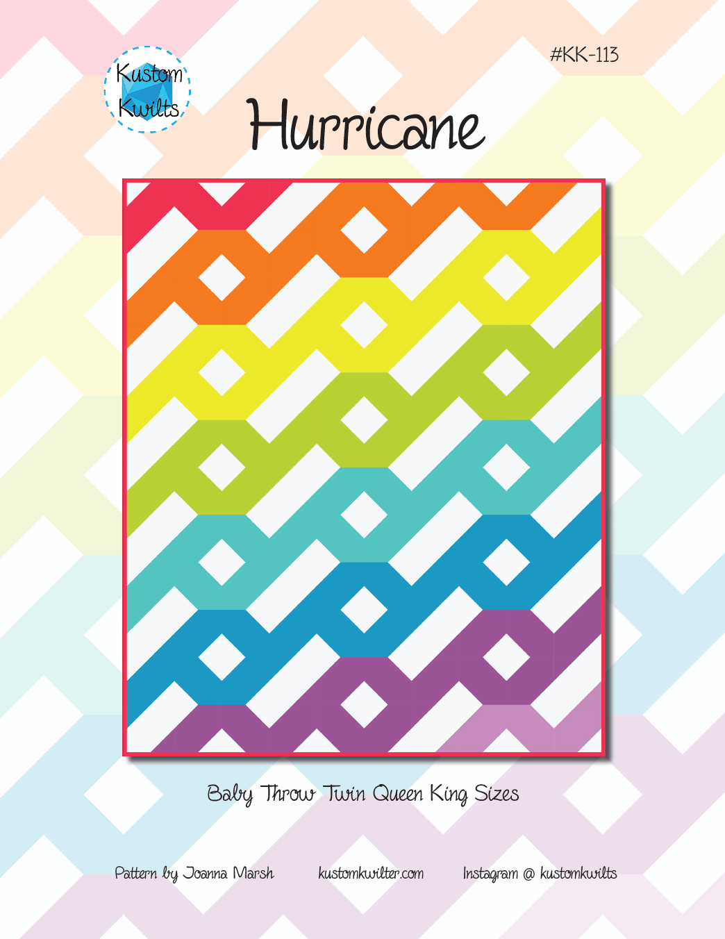 A quilt pattern with different colored squares on it.